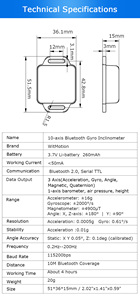 BWT901BCL高精度10軸ジャイロスコープ + 角度 + 磁力計2.0加速度計 + 0.05deg傾斜計バロメーター + センサー - Product Image 2