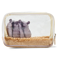 Trousse de Maquillage Transparente en PVC en Forme de Cube, Motif Hamster Clair, Sac de Toilette Étanche, Trousse Cosmétique Créative