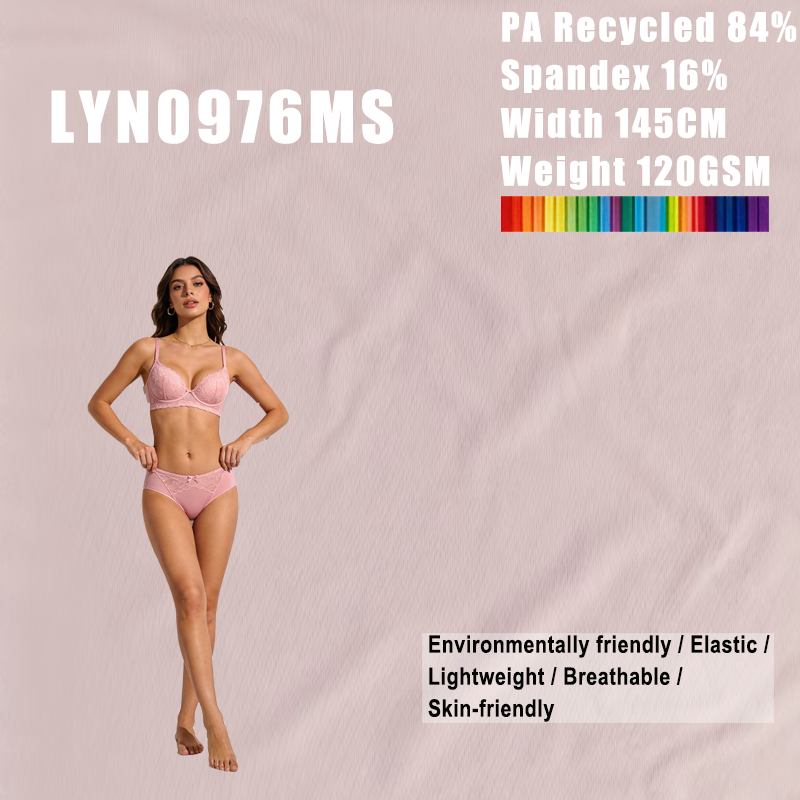 Recycled Nylon Spandex Eco Stretch Breathable Lightweight 120GSM Single Face Fabric for Underwear Loungewear Sustainable Skin