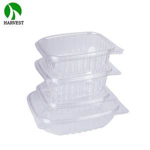 Cuencos de plástico transparente para ensaladas, recipiente desechable con bisagras, con tapa