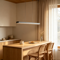 Lustre gris long et étroit, construction en aluminium et acrylique, vente en gros directe d'usine, taille personnalisée, luminaire suspendu pour restaurant et bar