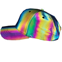 Casquette de baseball lumineuse en PVC coloré pour le commerce transfrontalier, style hip-hop européen et américain, unisexe, avec visière arc-en-ciel lumineuse