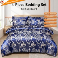 Ensemble de literie 3 pièces populaire en microfibre satin jacquard pour la maison et l'hôtel, parure de draps et de couette pour distributeurs en gros en Afrique et au Moyen-Orient