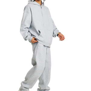 Conjunto de Sudadera con capucha y pantalones largos con cremallera de Color sólido de lana suelta para hombre y mujer de <span class=keywords><strong>marca</strong></span> de moda 2025 para ropa informal - Product Image 1