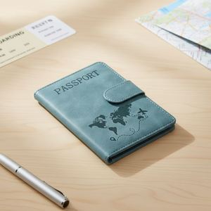 Design Factory RFID Blocking PU Leather <b>Passport</b> Holder Magnet Button Travel Essentials <b>Wallet</b> Cover Case - Product Image 2