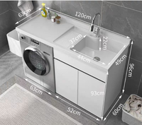 Meuble de rangement pour linge en aluminium alvéolaire avec lavabo intégré pour balcon et salle de bain, et bac à linge à tambour