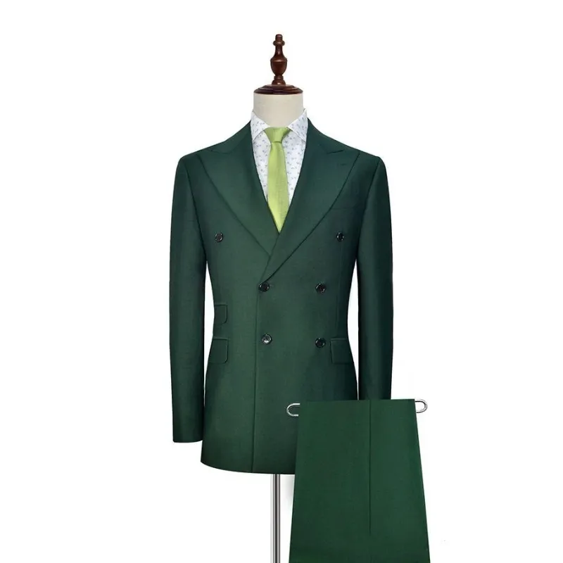 Verde scuro Classico Risvolto smoking smoking dello sposo degli uomini di nozze si adatta alle 2 pezzi abiti da sposa tuxedo costumi de pour hommes uomini