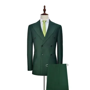 Esmoquin clásico para hombre, de 2 piezas traje de boda, para esmoquin, color verde oscuro