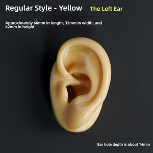 Modèle d'oreille en silicone souple, simulation d'oreille humaine pour l'entraînement au nettoyage des oreilles, la présentation de boucles d'oreilles, les écouteurs et la pratique des piercings - Product Image 4