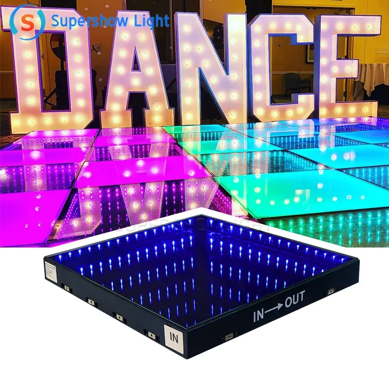 Event Wireless Portable Disco DJ Party Glass RGB Light Dance Floor 3D Infinity Mirror Led Dance Floor Light