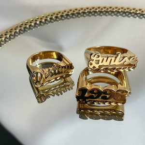 Anello Personalizzato con Nome 3D, Anello Placcato Personalizzato, Gioiello in Oro, Stile Hip-hop <span class=keywords><strong>Rock</strong></span> Esagerato <span class=keywords><strong>Punk</strong></span> per Uomo Unisex Hiphop LU - Product Image 6
