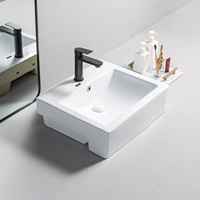 Lavabo de salle de bain rectangulaire en céramique sur mesure semi-encastré pour lavage des mains