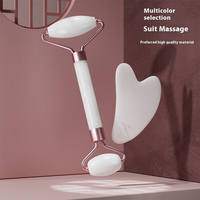 Rouleau en quartz rose à double tête Gua Sha Stick Non-Jade Body Box Acupoint en forme de cœur Pousser les yeux Lifting Facial Scraper for