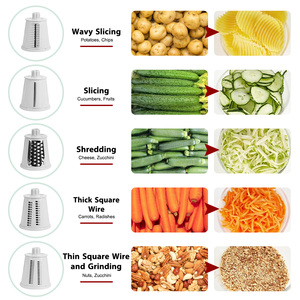 Wholesale 5 in 1 Kitchen Gadget Rotary Cheese Grater Slicer Multifunctional Manual Slicer <strong>Vegetable</strong> <strong>Shredder</strong> - Product Image 3