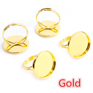 Lot de 10 bases de <span class=keywords><strong>bague</strong></span> ajustables vierges pour cabochons en verre de 10, 12, 14, 16, 18, 20 mm, plateaux de sertissage pour camées, pour la fabrication de bijoux DIY - Product Image 3