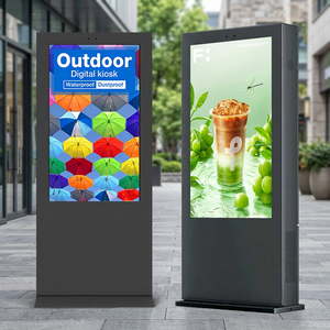 Kiosque publicitaire extérieur personnalisable de 55 pouces, écran LCD double face, étanche, totem vertical, signalisation numérique extérieure - Product Image 1