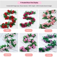 YHM Guirlande de roses artificielles pour la décoration de plafond de salon, couvre-tuyau de climatisation, plante enroulante moulée par injection, pour mariage