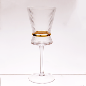 Verres à vin côtelés avec ceinture dorée, gobelets rayés en verre sans plomb, articles de bar pour mariage, fête, usage domestique - Product Image 4