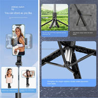 Trépied perche à selfie extensible en gros d'usine avec stabilisateur de téléphone, suivi du visage, lumière d'appoint et télécommande pour le vlogging en direct