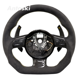 Volant chauffant en daim <span class=keywords><strong>noir</strong></span> véritable personnalisé de style sport pour Audi TT RS A4 A5 A6 A7 A8 S3 S5 S6 S7 RS3 RS4 RS5 RS6 <span class=keywords><strong>RS7</strong></span> B8 B9 - Product Image 1