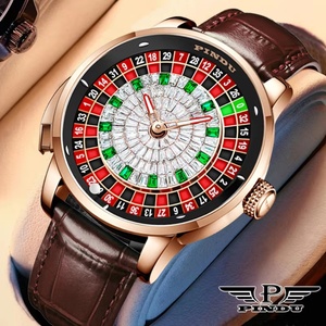 Montre PINDU NEW, jeu de roulette à boutons européens, montre mécanique NH35, verre saphir, cadran diamant, montre en cuir pour homme - Product Image 1