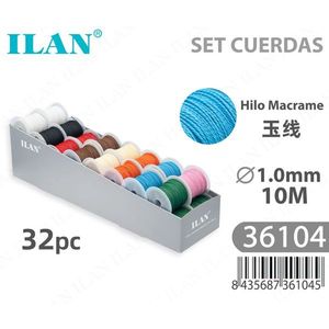 Ensemble de cordons en macramé Ilan 1,0 mm 10 m 32 pièces Multicolore Fil à travailler artisanal - Product Image 1