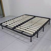 Cadre de lit moderne rembourré taille Twin XL réglable en hauteur, sommier à lattes en bois silencieux avec pieds en métal robustes