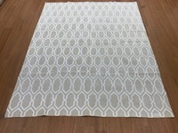 Handmade Washable Handwoven Cotton Rug with Beige Base White Geometric Lattice Pattern Eco-Friendly Prayer Rug for Home Decor