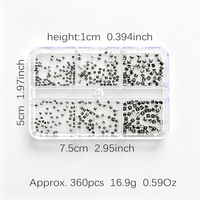 360 pièces de clous et strass métalliques pour ongles, style Punk Gothique, boîte à 6 compartiments, rivets pyramidaux carrés, or et argent, breloques 3D pour ongles pour manucure DIY