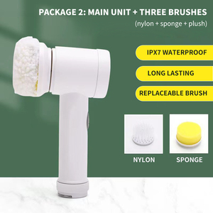 5 in 1 Multi-function Kitchen Handheld <strong>Electric</strong> <strong>Cleaning</strong> <strong>Brush</strong> With 3 <strong>Brush</strong> Heads <strong>Electric</strong> <strong>Cleaning</strong> <strong>Brush</strong> - Product Image 2