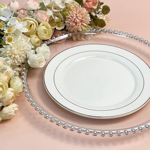 จานรองแก้วพลาสติกใสขนาด 13 นิ้ว แบบมีลูกปัด ขายส่งจำนวนมาก สำหรับงานแต่งงาน งานเลี้ยง งานเฉลิมฉลองฟุตบอล - Product Image 2