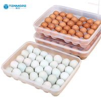 Boîte de rangement pour œufs en plastique à 34 compartiments avec couvercle, empilable, pour tiroir de réfrigérateur