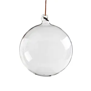 2023年人気の透明ガラス演奏リングラウンドボールガラスクリスマスボールクリスマスツリーユニバーサルパーティーデコレーションガラス製品