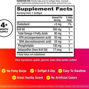 Aceite de Krill Premium 350mg Omega 3 en Cápsulas Blandas para Mujeres y Hombres, Apoya la Movilidad de las Articulaciones y la Función Mental, 130 Cápsulas Blandas - Product Image 3