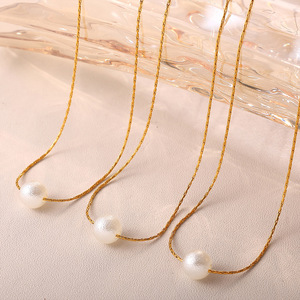 สร้อยคอมุกน้ำจืดมาร์ก้าเกรด AAA โซ่ทองเรียบง่ายหวานละมุน สร้อยคอสำหรับผู้หญิงใส่ได้ทุกวัน - Product Image 3