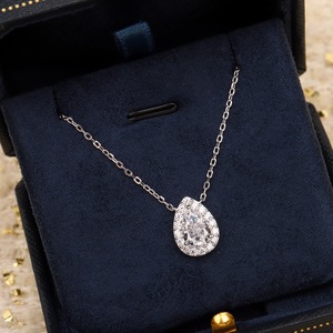 Liontin bintang wanita, liontin bintang mewah 925 perak murni rantai klavikula bentuk pir kalung tetesan air trendi berlian Mosan - Product Image 2