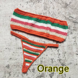 STOCK 3 색 반도 튜브 탑 크로 셰 끈 비키니 건방진 마이크로 수영복 - Product Image 4