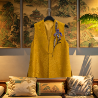 Gilet extérieur pour femme de style chinois moderne, en satin Xiangyunsha lavé au sable de luxe, broderie Luneville perlée à la main