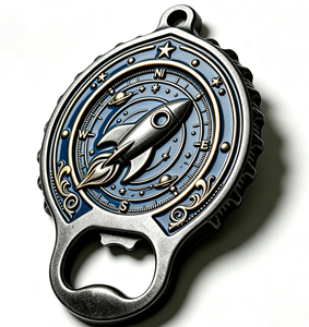 Porte-clés décapsuleur personnalisé en alliage de zinc émaillé, logo fusée spatiale, pour bar et bière - Product Image 2