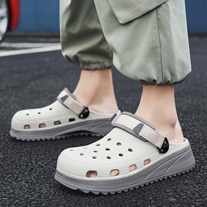 Chaussures de marche à semelle épaisse ondulée, sandales convertibles, chaussures décontractées légères pour hommes, design multi-trous ventilés pour la plage et la piscine - Product Image 1