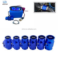 Pengukur tekanan oli mobil, alat ukur tekanan oli truk 2-in-1 LCD Universal 12v24v + pengukur suhu air Set 34mm adaptor biru indikator tekanan oli