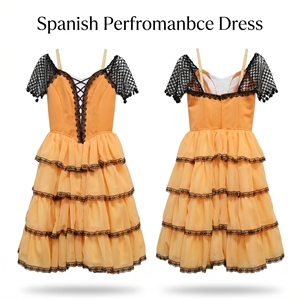 Robe de ballet romantique à volants en dentelle orange et noire La Esmeralda, costume de scène professionnel, corset, tutu de ballet style gitane - Product Image 3