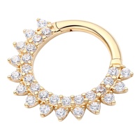 Piercing Stories 14K Or Massif Double Pavé CZ Nez Septum Anneau Clicker Body Piercing Bijoux