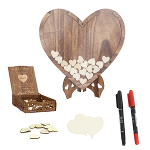 <span class=keywords><strong>Libro</strong></span> de invitados de boda: Cartel de decoración de <span class=keywords><strong>libro</strong></span> de invitados de madera rústica con corazones y soporte de 88 piezas, caja de almacenamiento para recepciones de boda - Product Image 5