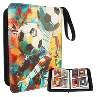 Album de cartes de football personnalisé avec fermeture éclair, 9 pochettes, 4 pochettes en cuir PU pour cartes de sport
