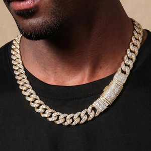 Avrupa Amerikan Hip-hop Sınır Ötesi 22mm Mozanit Küba Zinciri Altın Erkek Kolye Yüksek Kalite Trend Takı - Product Image 2