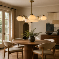Lustre vintage moderne en verre opale avec abat-jour central superposé pour salon, salle à manger, chambre, restaurant, hôtel
