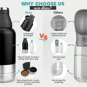 Thermos à eau en acier inoxydable de bonne qualité avec bol amovible pour enfants ou animaux domestiques, utilisation en extérieur - Product Image 3