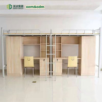 Lits superposés en métal à double couche avec structure en fer, design moderne et minimaliste pour étudiants et personnel, combinaison bureau et escalier