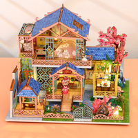 Miniature de bibliothèque en bois de style cour chinoise ancienne à construire soi-même, modèle de maison de poupée avec scène de lecture traditionnelle, artisanat fait main, décoration d'intérieur, cadeau